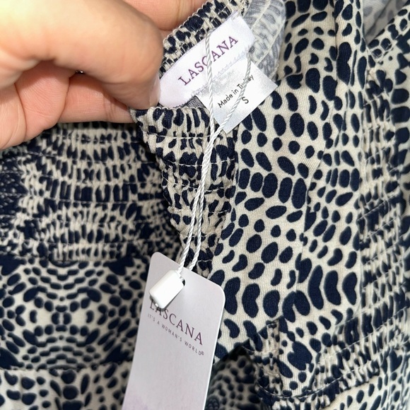 LASCANA Navy Sand Printed Halter Maxi Dress NWT Small Boho Beach Resort Viscose - Picture 6 of 10